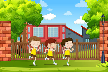 Obraz na płótnie Canvas Group of boys running