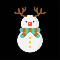 snowman icon in flat design for use as material in christmas theme
