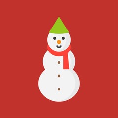 snowman icon in flat design for use as material in christmas theme