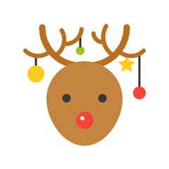 reindeer head icon in flat design for use as material in christmas theme