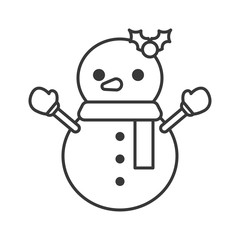 snowman editable outline icon, winter christmas theme