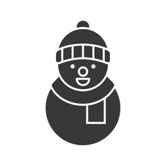snowman icon in silhouette design for use as material in christmas theme