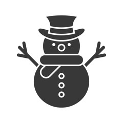 snowman icon in silhouette design for use as material in christmas theme