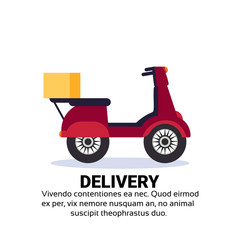 Fototapeta na wymiar Motorcycle delivery box concept fast free transport scooter isolated copy space flat