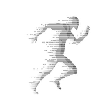 binary man running, concept of technology era