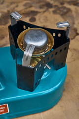 Small portable primus with two burners for journey