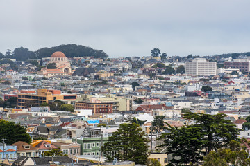 Fototapeta premium Aerial view of a residential neighborhood in San Francisco, California