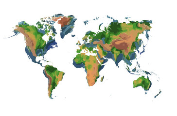 World map. Realistic map. Vector illustration.