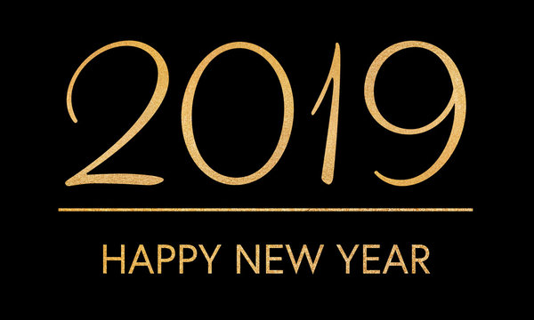 happy new year 2019 black with gold glitter 