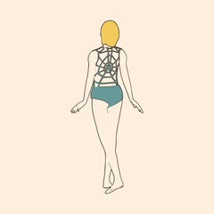 Sexy woman silhouette wearing lingerie decorated by spider net