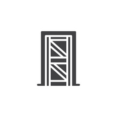 Wooden door vector icon. filled flat sign for mobile concept and web design. Emergency exit door simple solid icon. Symbol, logo illustration. Pixel perfect vector graphics