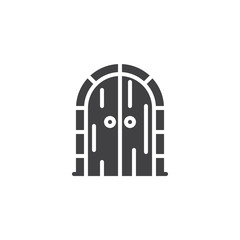 Fototapeta premium Old arched door vector icon. filled flat sign for mobile concept and web design. Wood door simple solid icon. Symbol, logo illustration. Pixel perfect vector graphics