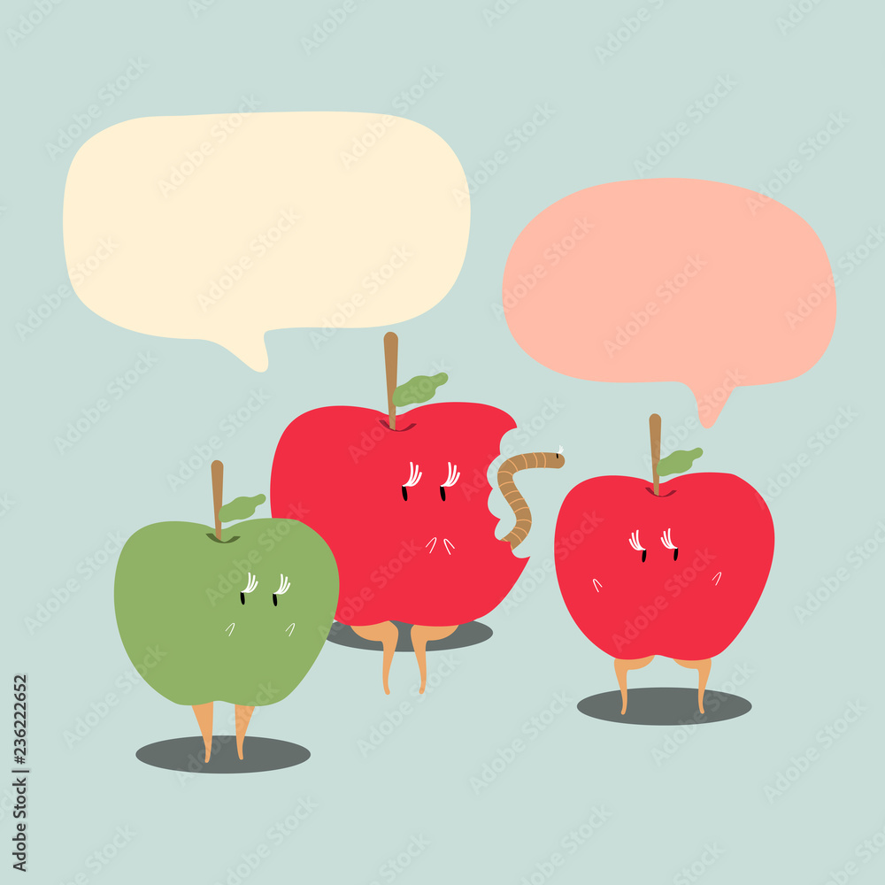 Wall mural apples with blank speech bubbles cartoon character vector - Wall murals