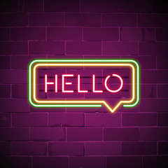 Pink hello in a speech bubble neon sign vector © Rawpixel.com
