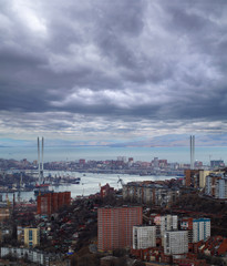 View of Zolotoy Rog Bay, Vladivostok, Russia