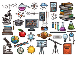Science and education vector sketch icons © Vector Tradition