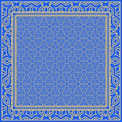 Obraz premium background, geometric pattern with ornate lace frame. illustration. for Scarf Print, Fabric, Covers, Scrapbooking, Bandana, Pareo, Shawl.