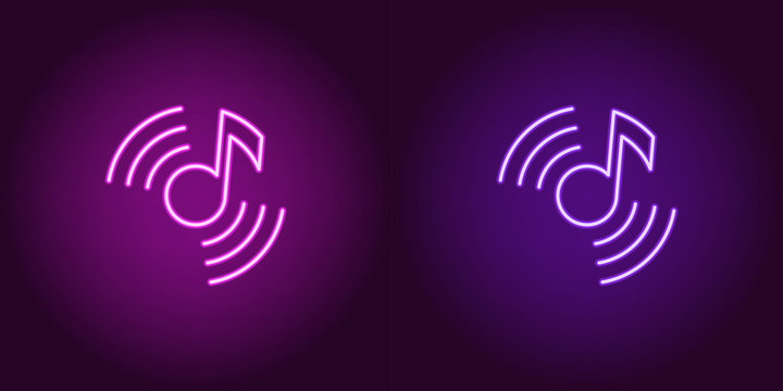 Neon Musical Note, Glowing Sign. Vector Sound Note