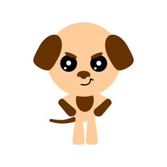 Angry dog. Cute cartoon character. White background. Flat design puppy. Vector illustration