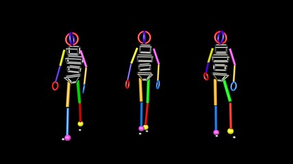 Gait recognition , motion capture 3d render of character walking