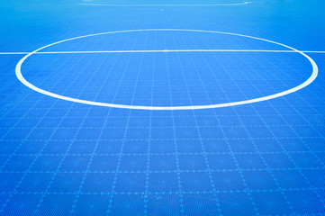 futsal field floor of blue sport outdoor white line Circle center