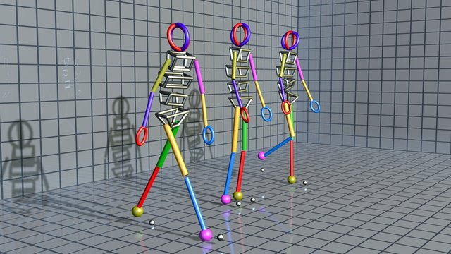 Gait recognition , motion capture 3d render of character walking