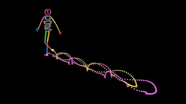 Gait recognition , motion capture 3d render of character walking