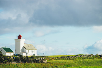 Fototapeta na wymiar Obrestad lighthouse in Norway.