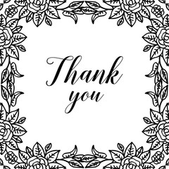 Thank you vector decorated cute floral for greeting card