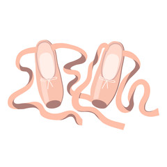 Pointe shoes isolated on white background, vector illustration