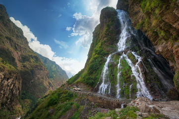 river and water fall in Nepal