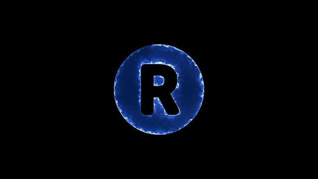 Symbol registered. Blue Electric Glow Storm. looped video. Alpha channel black