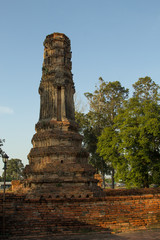 Old Temple, Old Pagoda buddha in Thai temple (Wat Thai) Phichit historian park, The landmark in Phichit province Thailand.