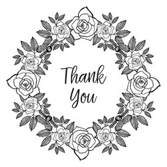 Concept floral card with thank you text vector illustration