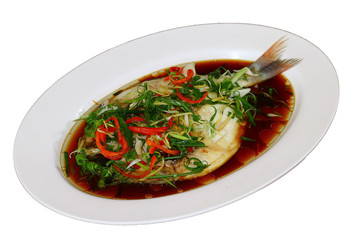 Steamed fish with soy sauce