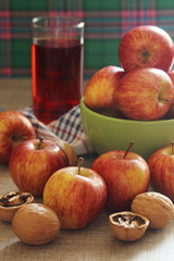 Apples and juice with autumn mood