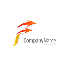 Fototapeta na wymiar Arrow Letter F Initial Name Business Logo Template