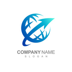 Globe And Arrow Logo Template