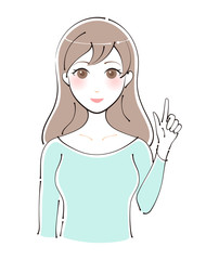 人差し指を立てる女性のイラスト