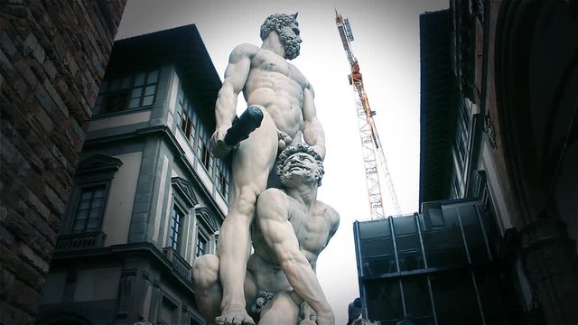 Hercules And Cacus Statue In The Entrance Of The Palazzo Vecchio (Florence).