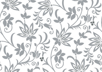 Fototapeta na wymiar Seamless vintage silver flower pattern
