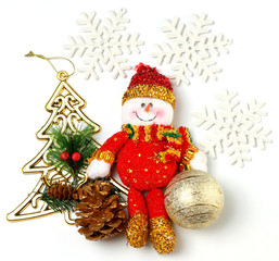 snowman and christmas tree