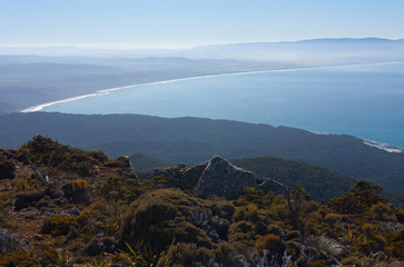 A view over the Te Waewae Bay on the Humpridge Walk in the Fiordland / Southland in the South...