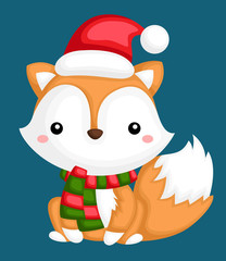 a vector of a cute and adorable fox in winter clothes