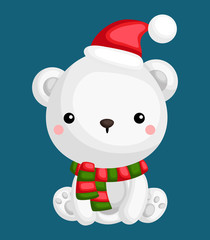 a vector of a cute and adorable polar bear in winter clothes