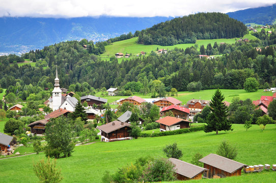 Amazing landscape with a church in Alps
