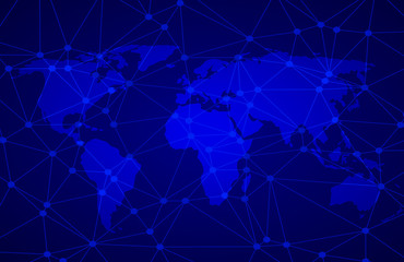 Obraz premium Vector abstract background with net, world map design for your science design