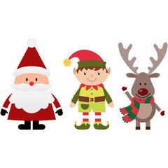 Obraz na płótnie Canvas Christmas elf with Santa and deer on a white background