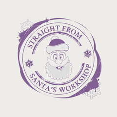 Christmas purple print with the silhouette of a lovely Santa Claus with blots