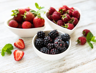 Bowls with summer berries